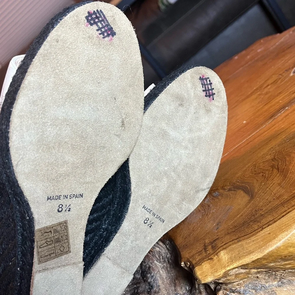 Anthropologie Delman Jamie Black & White Espadrille Wedges Size 8.5
